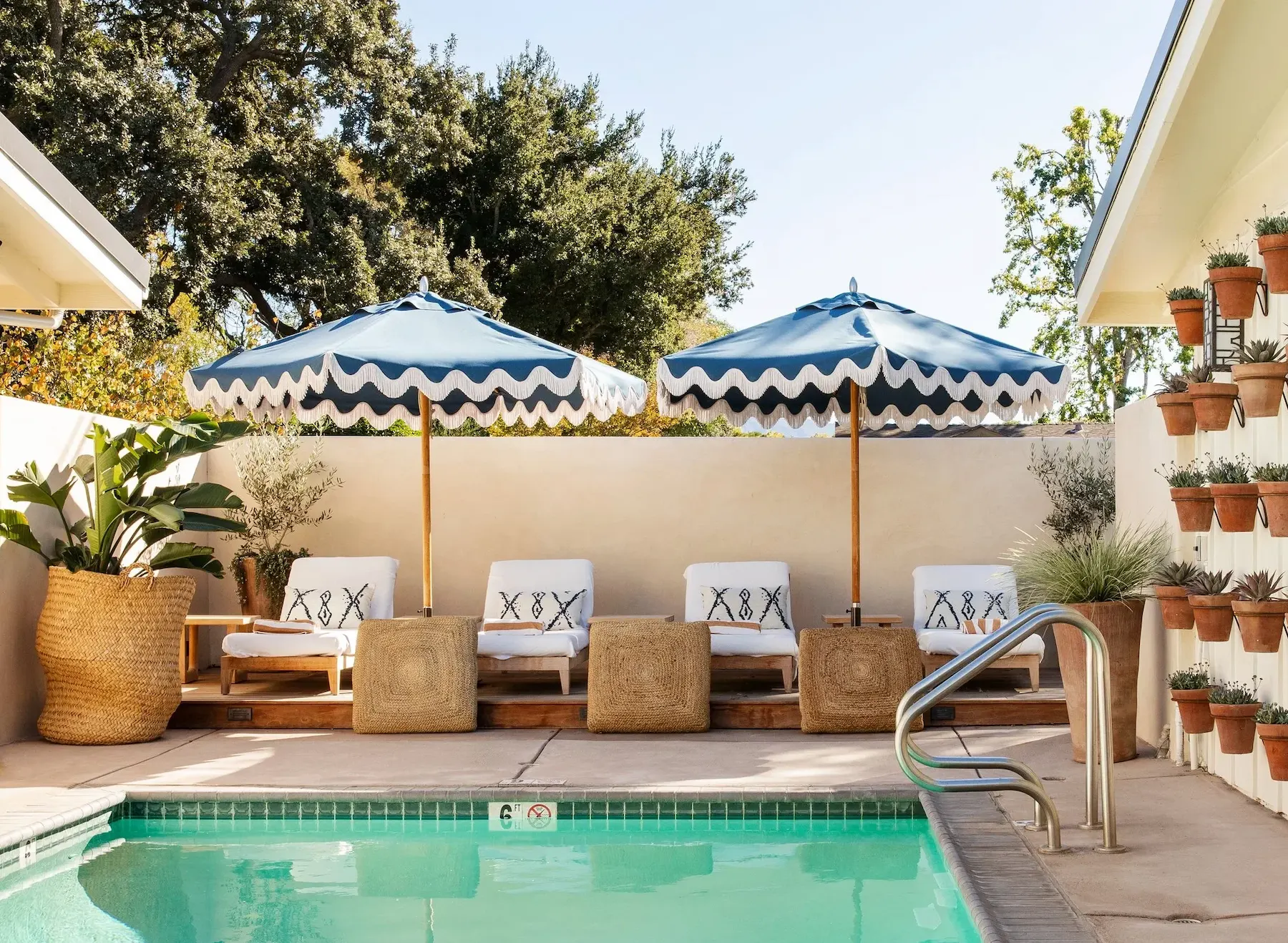The outdoor pool of Hotel Ynez, a cool boutique hotel in Solvang, California