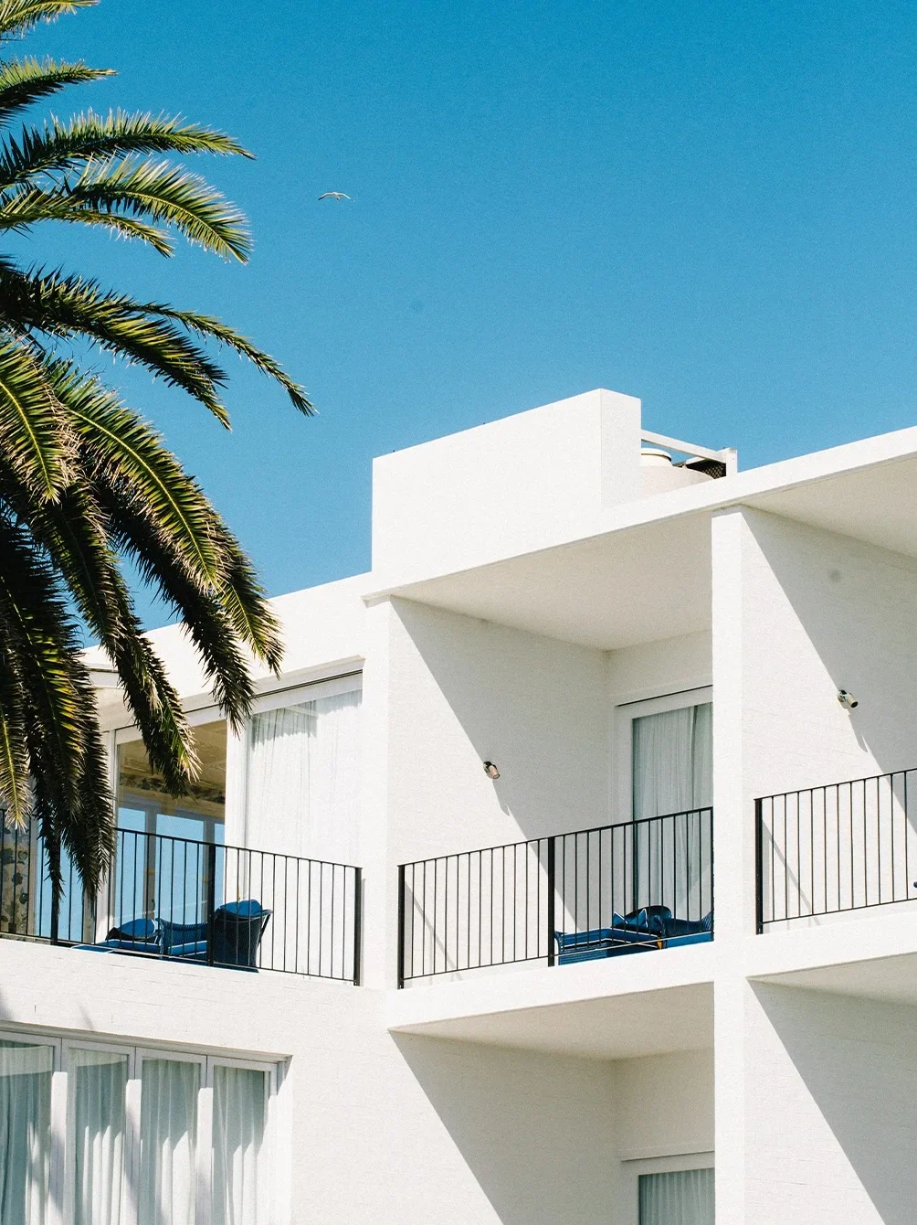 The facade of Halcyon House, a luxury boutique hotel resort in Cabarita Beach, NSW