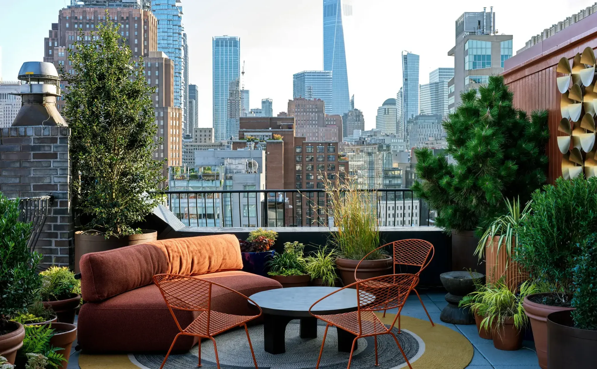 The rooftop terrace of The Manner, a luxury design boutique hotel in Soho in NYC