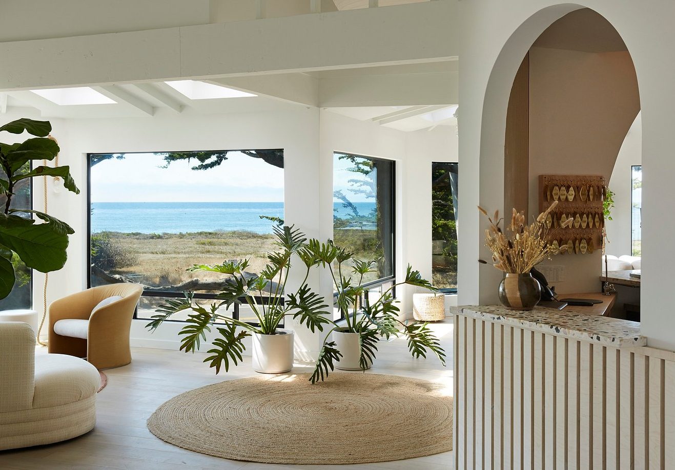 The lobby of White Water, a cool boutique hotel in Cambria, California